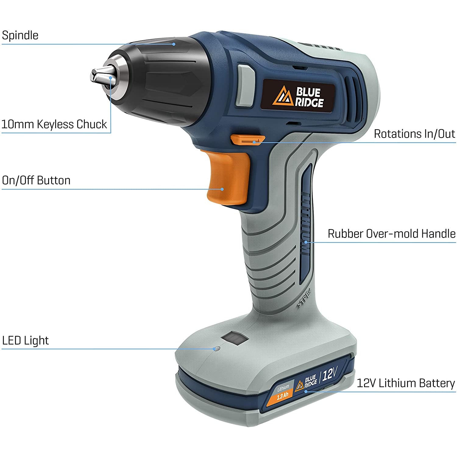 Blue Ridge Cordless Drill Driver 12V Electric Screwdriver with Charge Stock Must Go