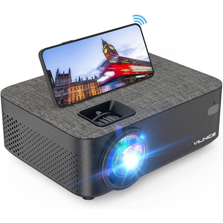 Vilinice 6000 Lux WiFi Projector, Bluetooth Mini Projector with Synchronize Smartphone Screen, Supports 1080P HD 240"Display