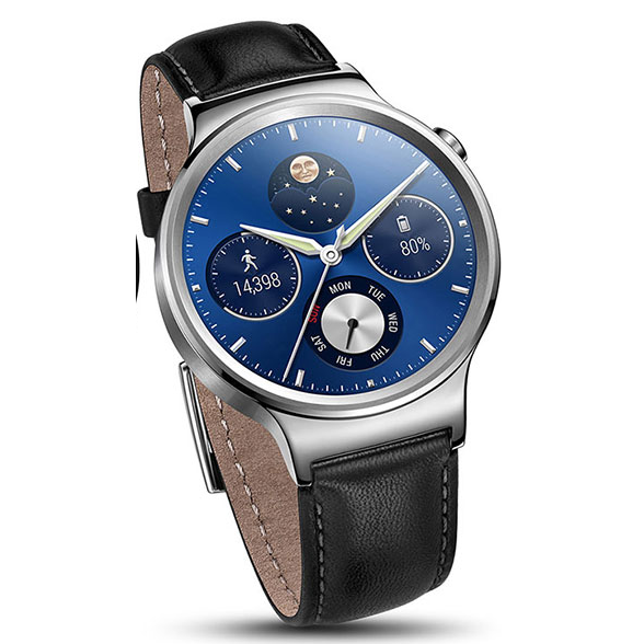 Huawei Watch 316L 42mm, 4GB, Stainless Steel, Black Leather Strap