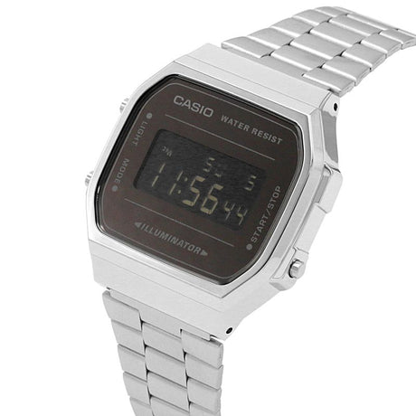 Casio A168WEM-1EF Men's Chronograph Stainless Watch - Silver