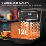 CalmDo Air Fryer Oven, 12 Liters Tower Low Fat Oven, 18 Preset Programmes, Black