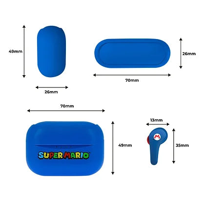 OTL Technologies SM0858 - Super Mario True Wireless Earphones - Blue - Pristine Condition