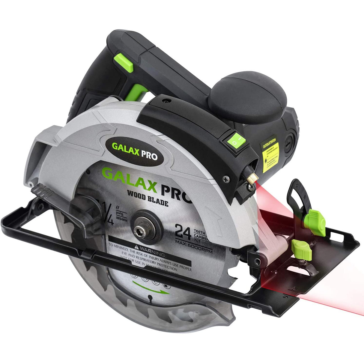 Galax Pro 76321L 1400W 5500RPM Circular Saw, Electric Saw with Laser, Adjustable Cutting Depth and Angle: 46mm (45°) - 62mm (90°)