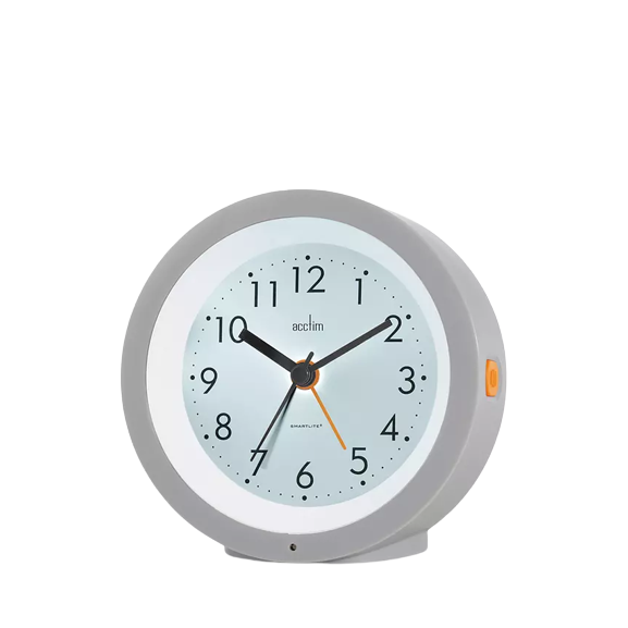 Acctim Elliot Modern Silent Sweep Analogue Alarm Clock - Grey