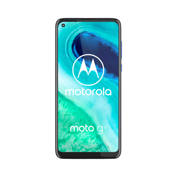 Motorola G8 Smartphone, Android, 4GB RAM, 6.4", 4G LTE, SIM Free, 64GB, Neon Blue