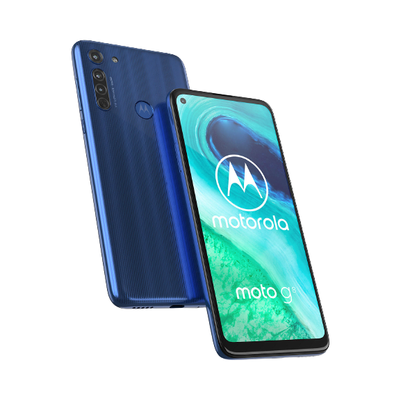 Motorola G8 Smartphone, Android, 4GB RAM, 6.4", 4G LTE, SIM Free, 64GB, Neon Blue