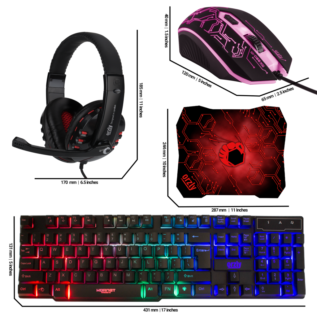 Orzly RX250 PC Gaming Essential Pack, Black