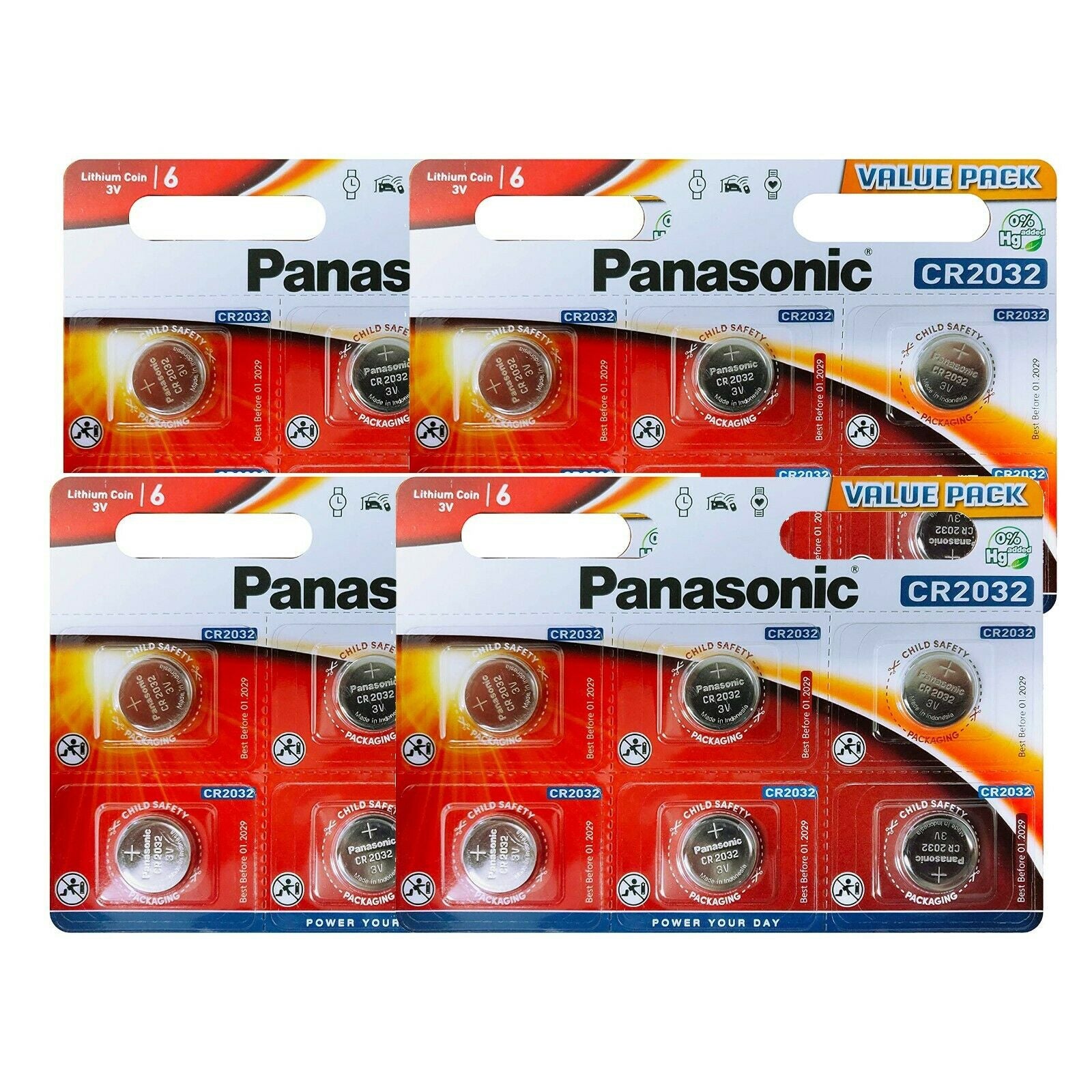 Panasonic Lithium 3V CR2032 Batteries Coin Cell Multi-Purpose 12 / 24