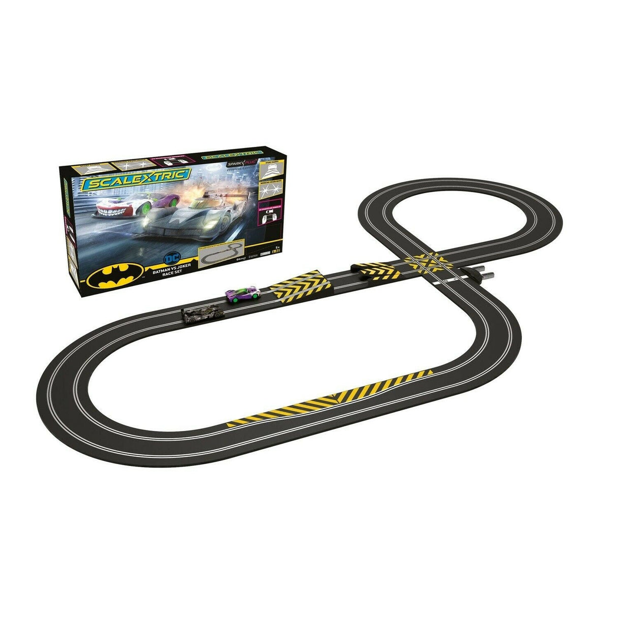 Scalextric C1415M Spark Plug - Batman vs Joker Mains Powered Slot Car Racing Set - Refurbished Excellent