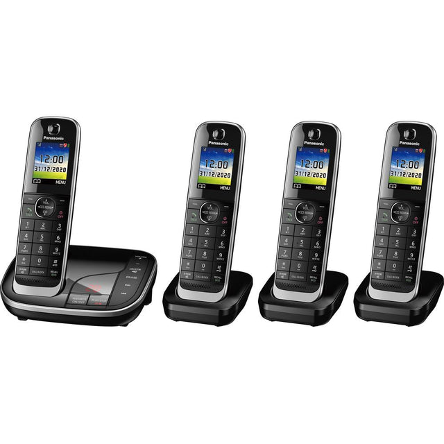 Panasonic KX-TGJ424EB Cordless Phone, Quad Handsets, Black - Refurbished Pristine